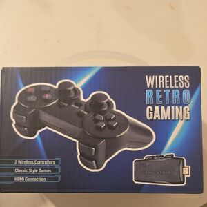 Wireless Retro Gaming Console with Black Controllers